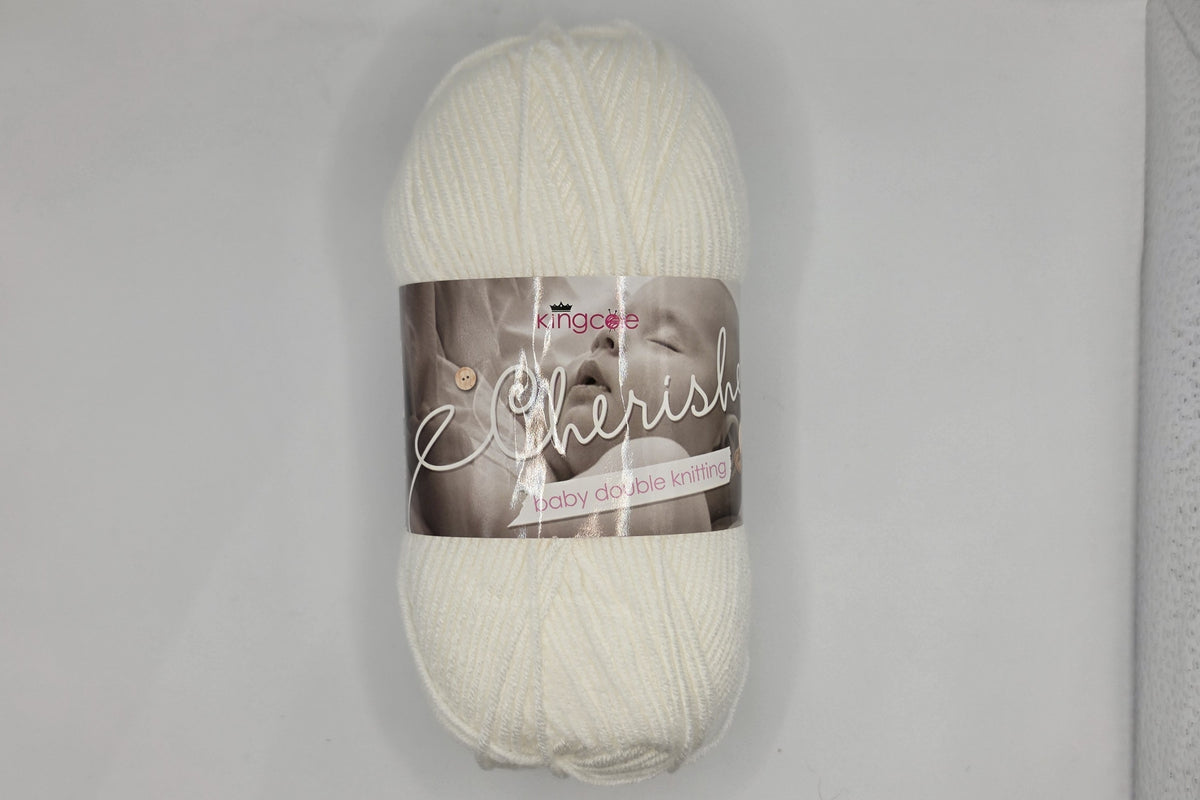 King Cole - Knitting Yarn - Cherish - 100% Acrylic - 8 ply/DK - Col 1410 - White