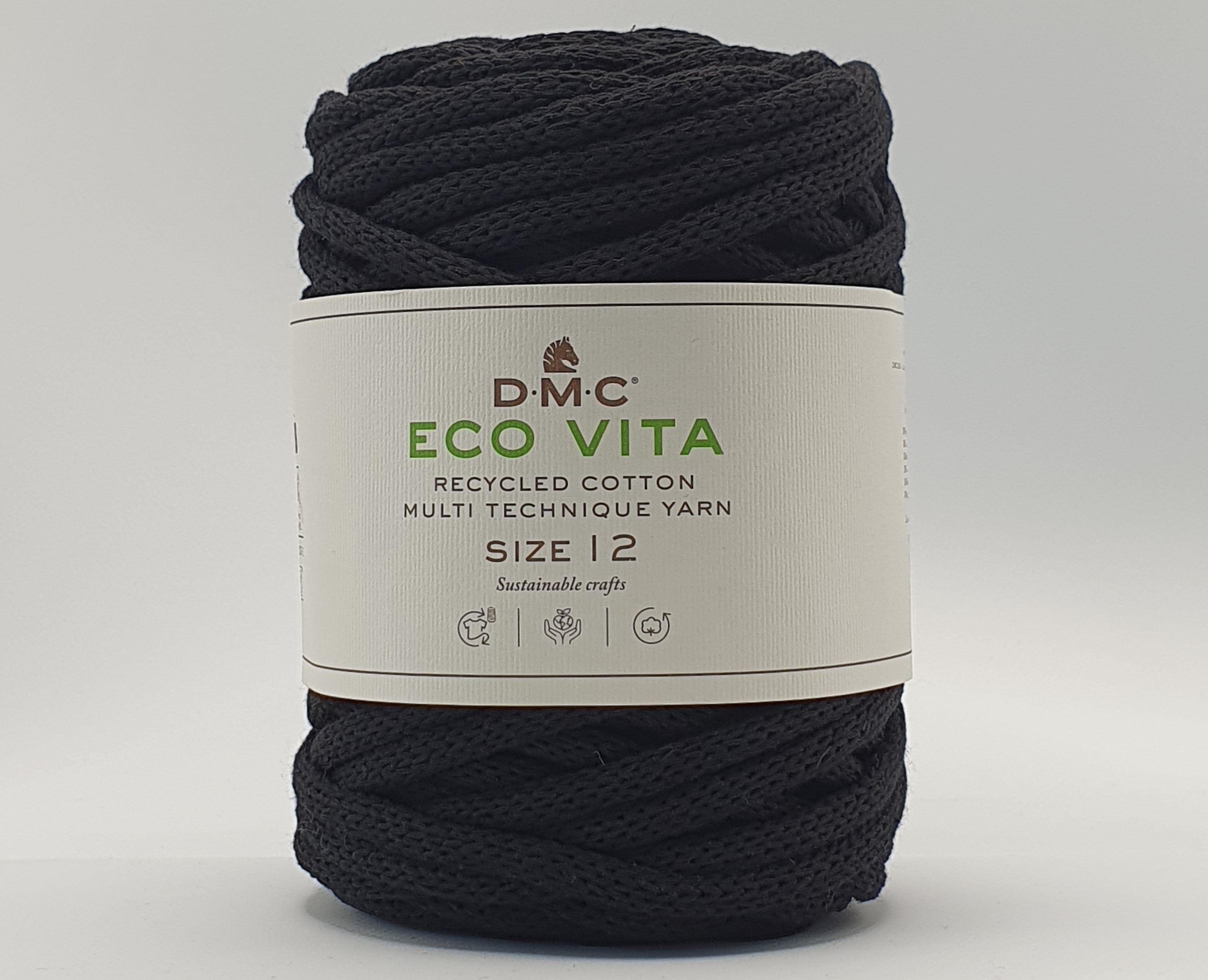 DMC Eco Vita - Recycled Cotton - 4mm Tubular Yarn - Black