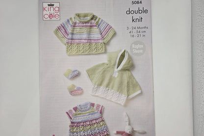 King Cole - Knitting Pattern - 5084 - Cape, Top &amp; Bootees